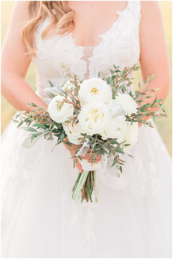 Classic white bridal bouquet with lace | 
 | Ashlynn Miller Photography