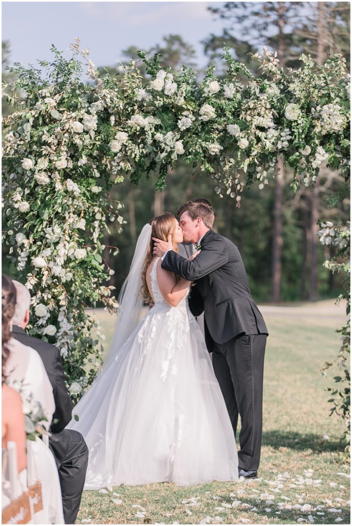 Elegant Southern Farm Wedding | White Floral Arbor 